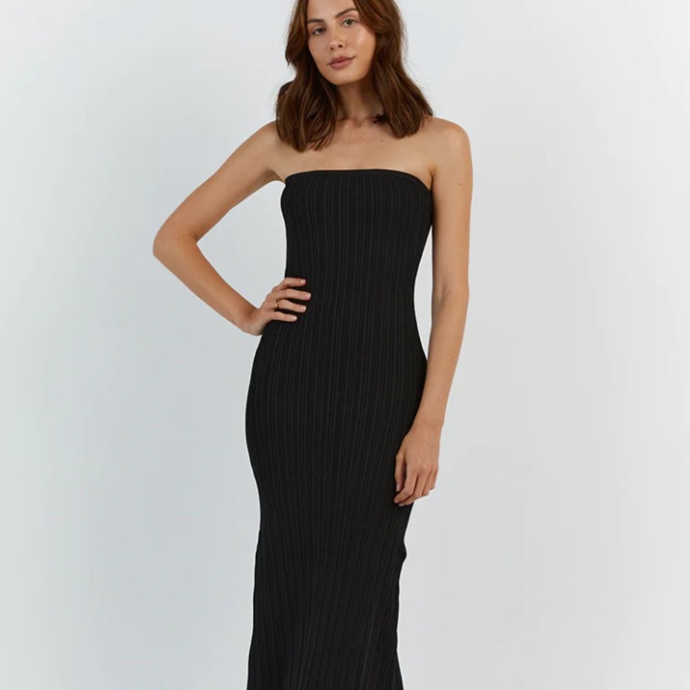 NWT SIENNA BLACK BANDEAU MIDI DRESS